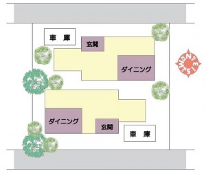 道路　間取り　北側　南側